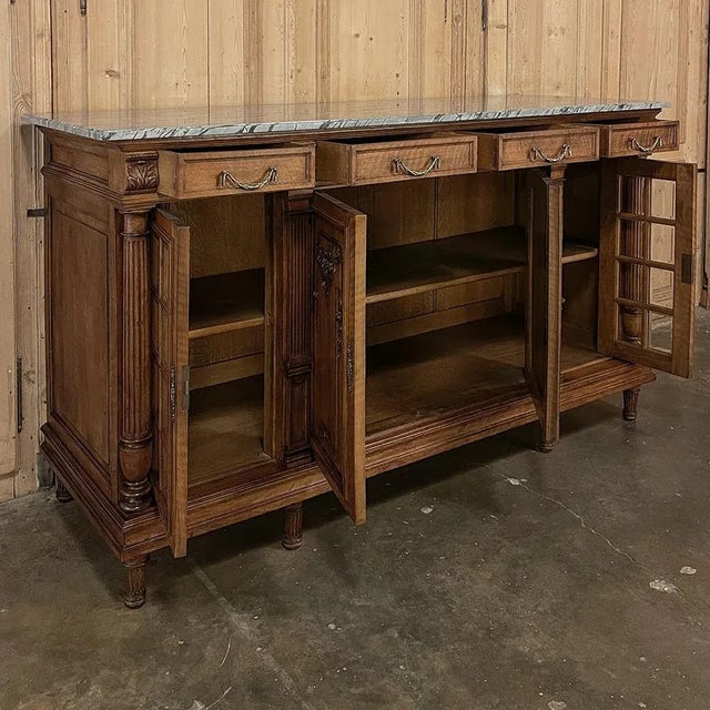 19th Century French Louis XVI Marble Top Walnut Display Buffet For Sale In Dallas - Image 6 of 13