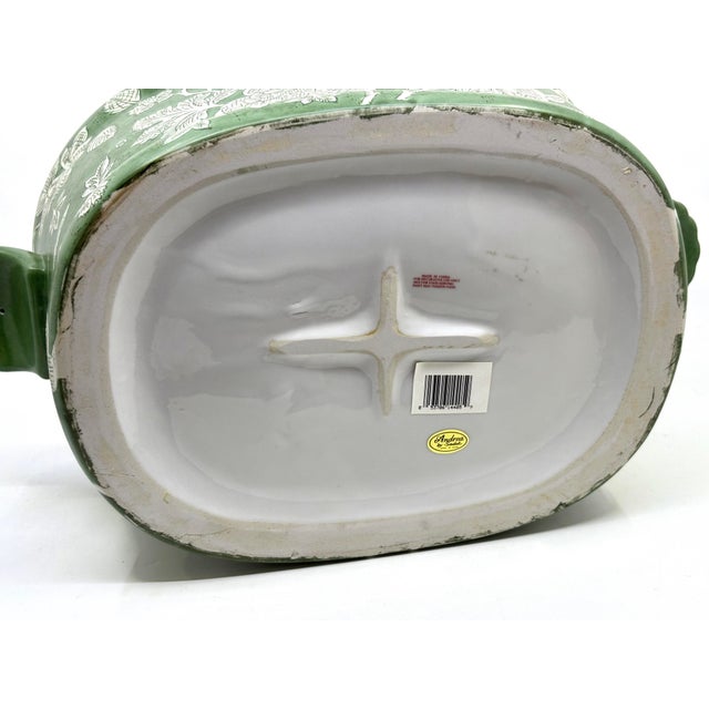 Vintage Green Chinoiserie Decorative Ceramic Planter / Vessel by Andrea Sadek For Sale - Image 12 of 12