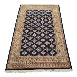 Bokhara Jaldar Rug 4’2” X 6’2” Blue Wool Tribal Hand-Knotted Oriental Carpet