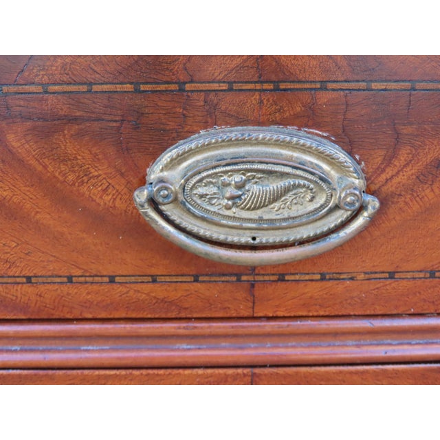Early 1900s Flame Mahogany Inlay Nightstand Bedside Side End Table 6921 For Sale - Image 10 of 15