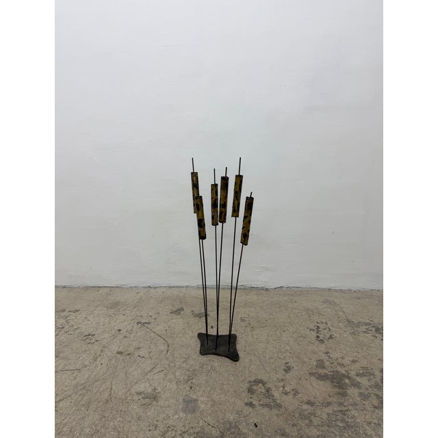 Copper Torch-Cut Brutalist Iron Cattail Table or Floor Sculpture, 1960s For Sale - Image 8 of 13