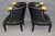 French 20th C Pair French Directoire Style Ebonized and Gilt Ramshead Club Chairs For Sale - Image 3 of 13