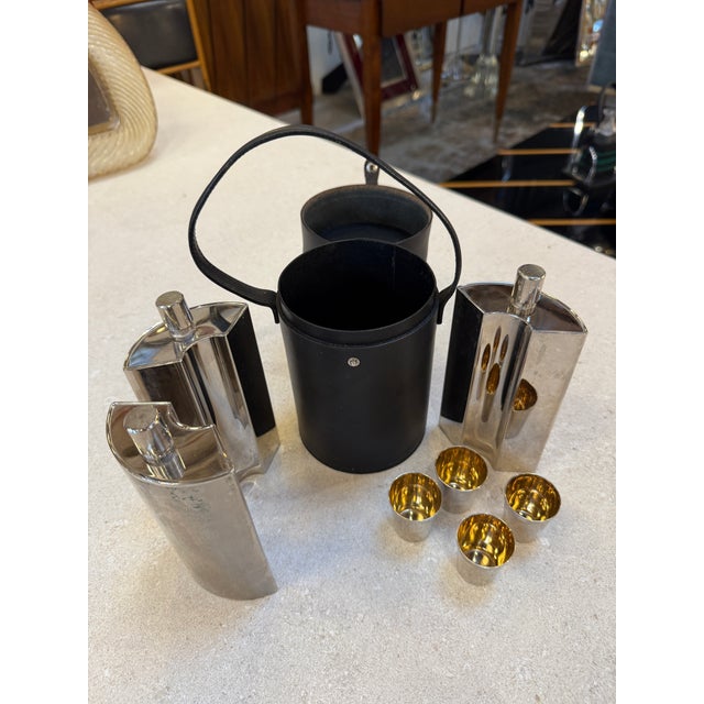 Metal Travel Bar Set With Flasks, and Cups, 1970s For Sale - Image 7 of 9