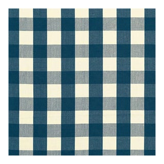 Sample - Schumacher Camden Cotton Check Fabric in Indigo For Sale