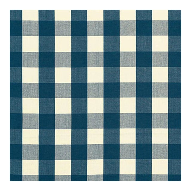 Sample - Schumacher Camden Cotton Check Fabric in Indigo For Sale