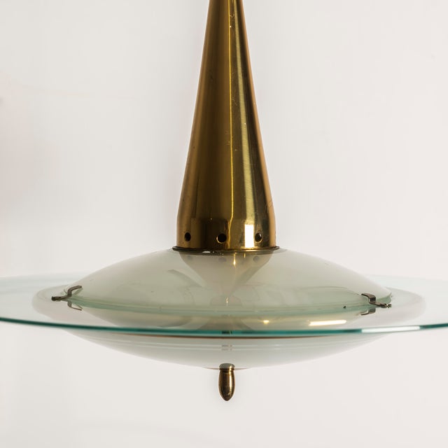 Brass and Crystal Pendant Lamp attributed to Pietro Chiesa for Fontana Arte, 1940s For Sale - Image 6 of 12