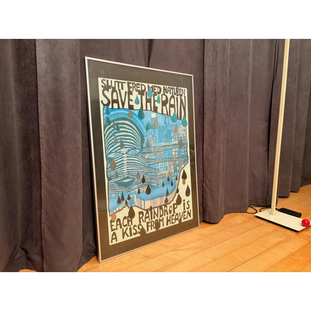 Cream Save the Rain Poster by Friedensreich Hundertwasser, Austria / Switzerland, 1980s For Sale - Image 8 of 18