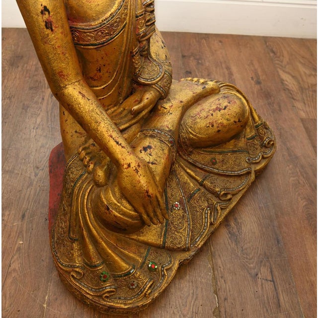 Ornamental & Decorative Materials Burmese Artist, Buddhist Statue of Lotus Buddha, Gilt Sculpture For Sale - Image 7 of 11