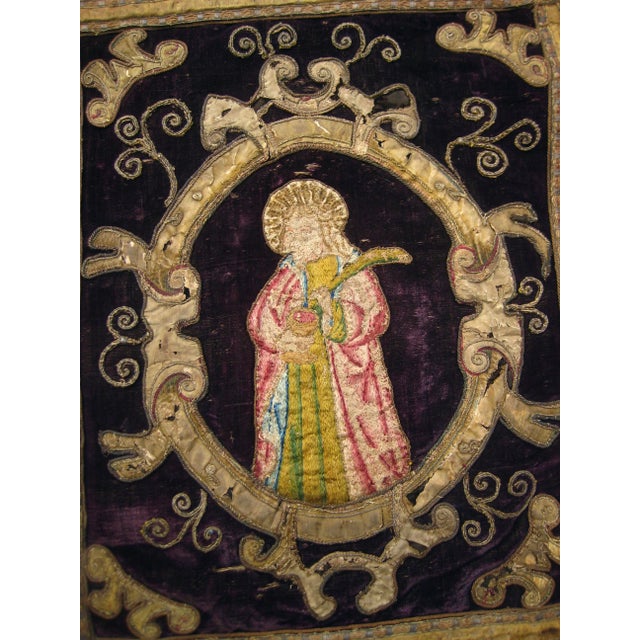 Purple Large Velvet Gold and Silk Embroidered Antependium Circa 17 Century For Sale - Image 8 of 14