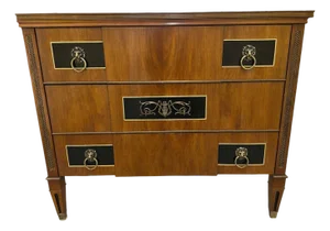 Mid 20th Century John Widdicomb Neoclassical Marble Top Chest With Lion Head Brass Pulls
