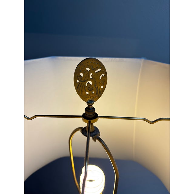 Mid 20th Century Mid 20th Century Chinoiserie Ceramic Table Lamp For Sale - Image 5 of 6