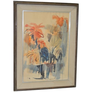 Vintage Floral Still Life Watercolor by Hibbard For Sale