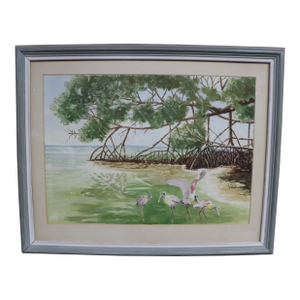 Signed Tom Morris Watercolor Wading Birds