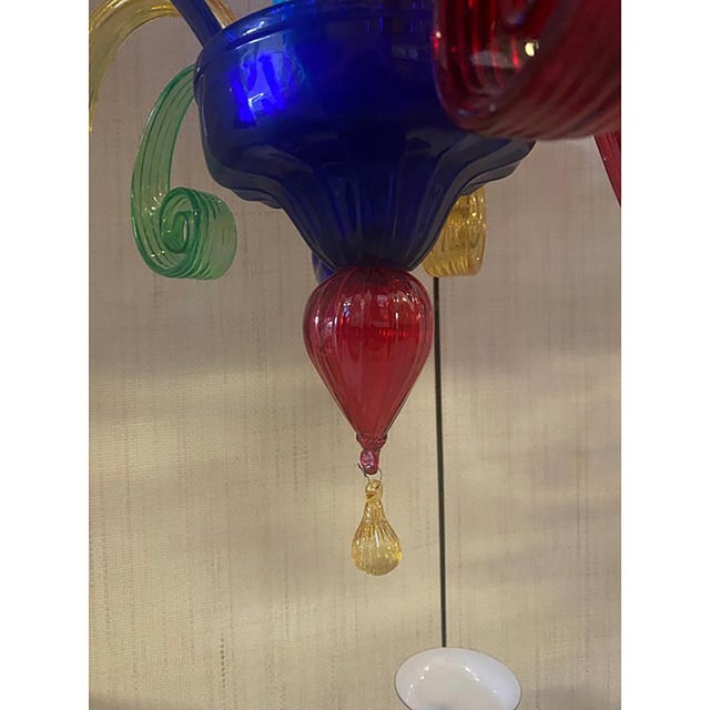 Red Murano Multicolors Glass Chandelier by Simoeng For Sale - Image 8 of 9