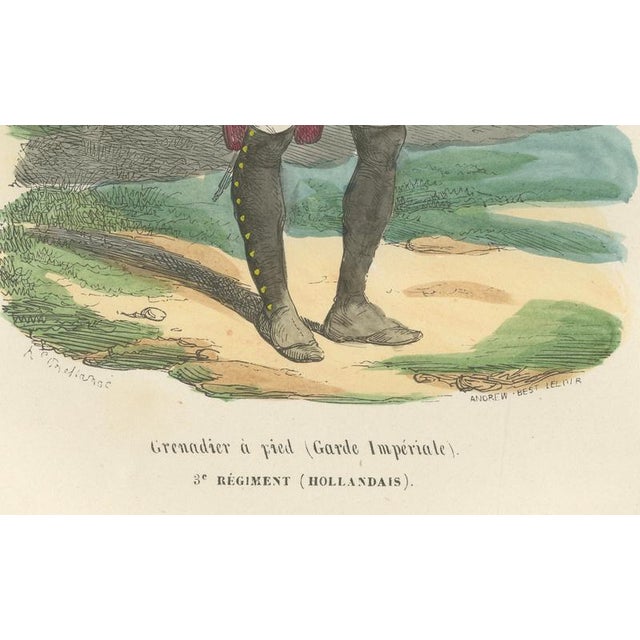 Title: Dutch Grenadier, Imperial Guard of Napoleon – 3rd Dutch Regiment c.1810 : This finely hand-colored military print...