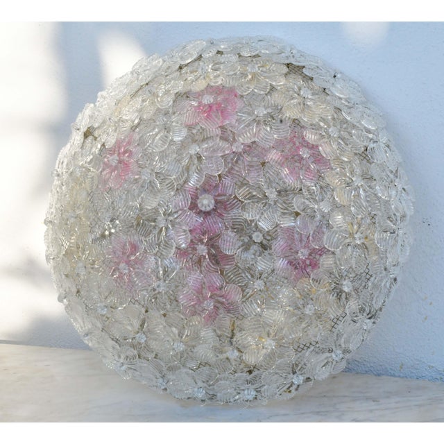 1970s Amazing Set of 2 Murano Glass Ceiling Flower by Seguso for Venini For Sale - Image 9 of 17