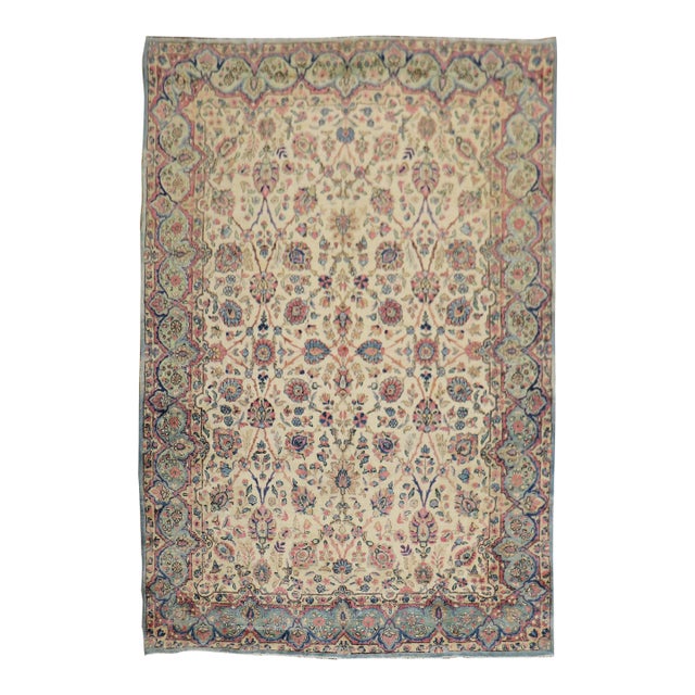 Late 20th Century Glamorous Royal Persian Kerman Floral Rug For Sale