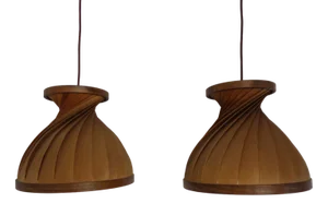 Wooden Lamella Pendant Lamps by Linus Bopp for Limbach, 1960s, Set of 2
