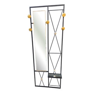 Vintage Wall-Mounted Coat Rack with Entrance Mirror, 1950s For Sale
