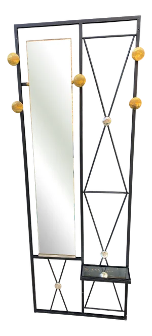 Vintage Wall-Mounted Coat Rack with Entrance Mirror, 1950s
