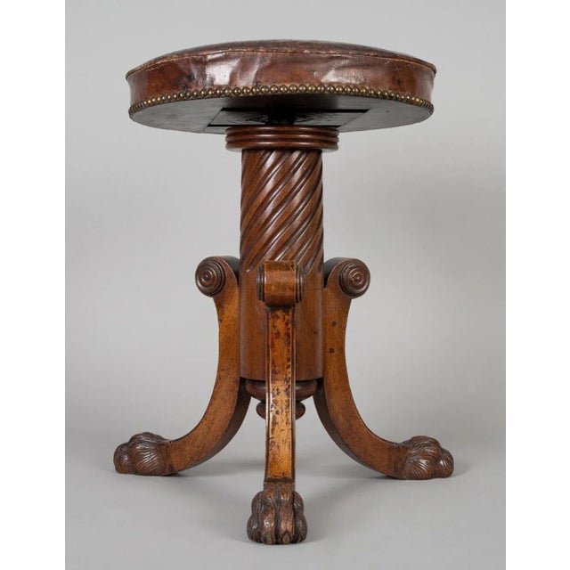 Early 19th Century English Antique Regency Revolving Piano Stool For Sale - Image 5 of 13