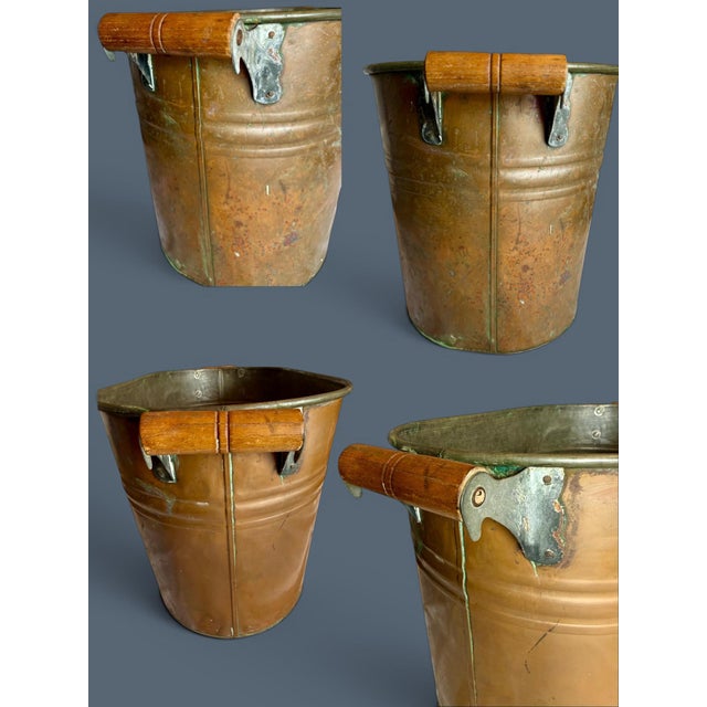 Antique Copper Boiler Wash Tub-Wood Handles-Primitive Farmhouse-Bin-Planter For Sale - Image 9 of 11