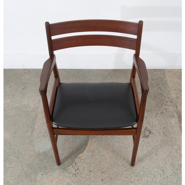 1960s 1960s Mid Century Danish Modern Armchair Chair Dining Teak Ladder Back Black Boltinge For Sale - Image 5 of 12