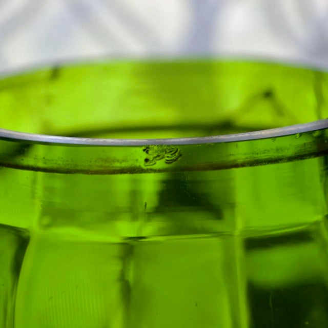 Glass Mary Gregory Victorian Emerald Green Glass Lidded Jar – Ribbed Optic With Applied Rigaree Decoration, 1890s For Sale - Image 7 of 9