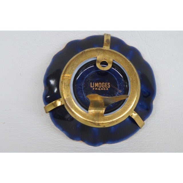 French Limoges France Miniature Porcelain Plate Cobalt Blue Couple Courting Cameo 4776b For Sale - Image 3 of 9