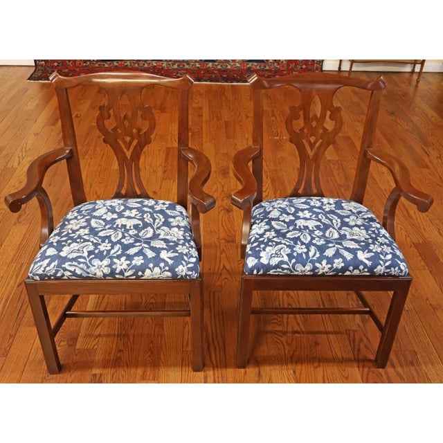 1980s Set of 8 Henkel Harris 101s Solid Mahogany Chippendale Style Dining Chairs For Sale - Image 17 of 17