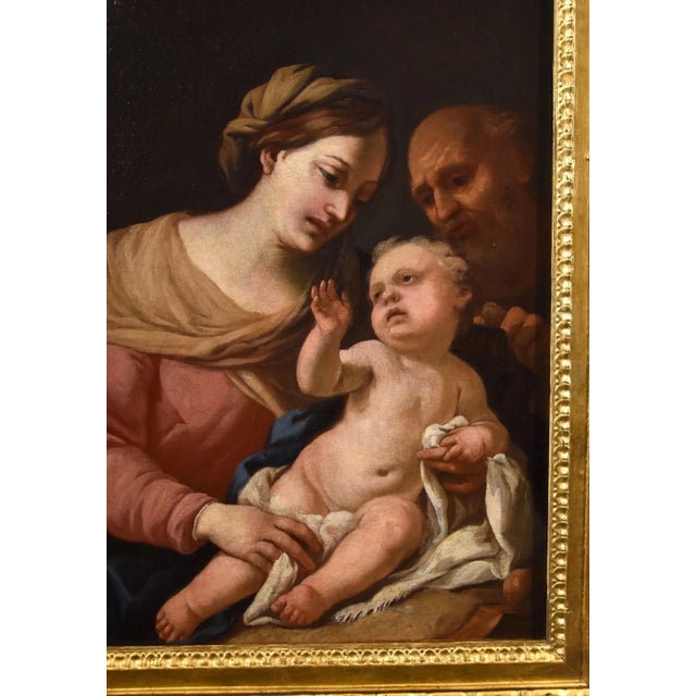 Circle of Domenico Piola, Holy Family, 1660, Oil on Canvas, Framed For Sale - Image 12 of 15