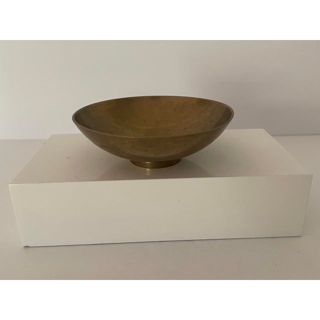 Brass Vintage Hand Etched Indian Brass Bowl With Floral Design For Sale - Image 8 of 9