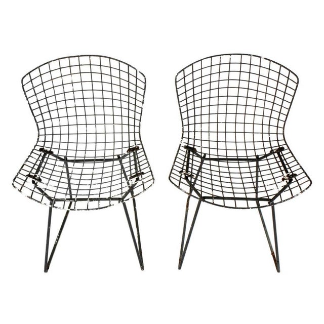 Mid 20th Century Black Aluminum Dining Chairs Attributed to Bertoia for Knoll- Set of Four For Sale - Image 9 of 12
