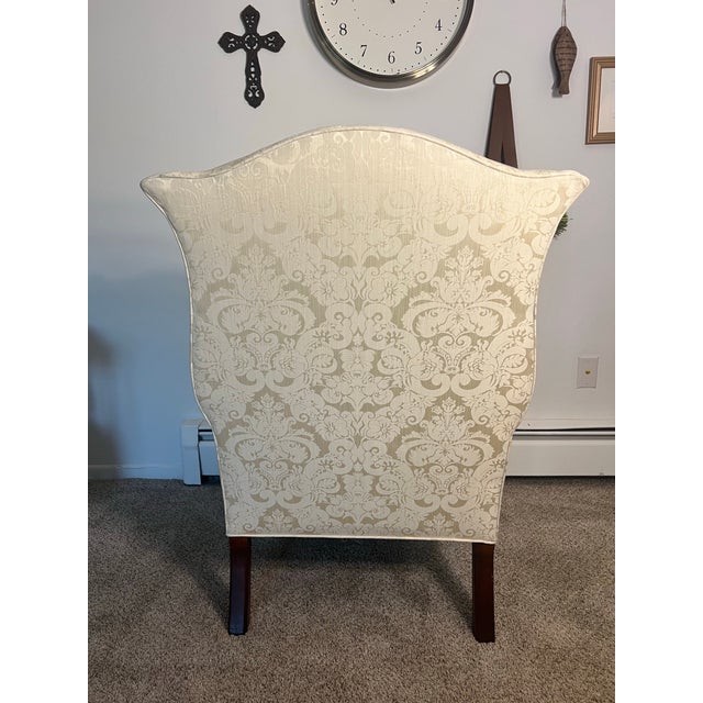 Cream Cyber Monday Flash Sale - Mid 20th Century Kindel Ball & Claw Chippendale Queen Anne Flared Wingback Chair For Sale - Image 8 of 12