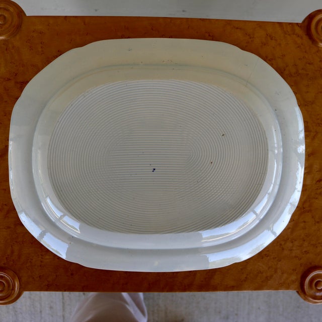 1984 Handcrafted One Drawer Bird’s Eye Maple Display Stand With Blue and White Platter For Sale - Image 9 of 18