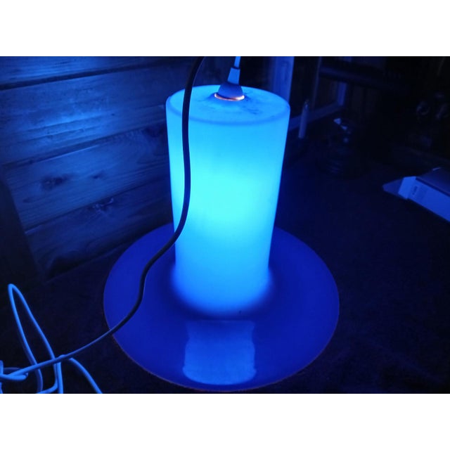 Blue C. 1960 Blue Glass Lattimo Sun Pendant Lamp Shade by Alessandro Pianon for Vistosi For Sale - Image 8 of 18