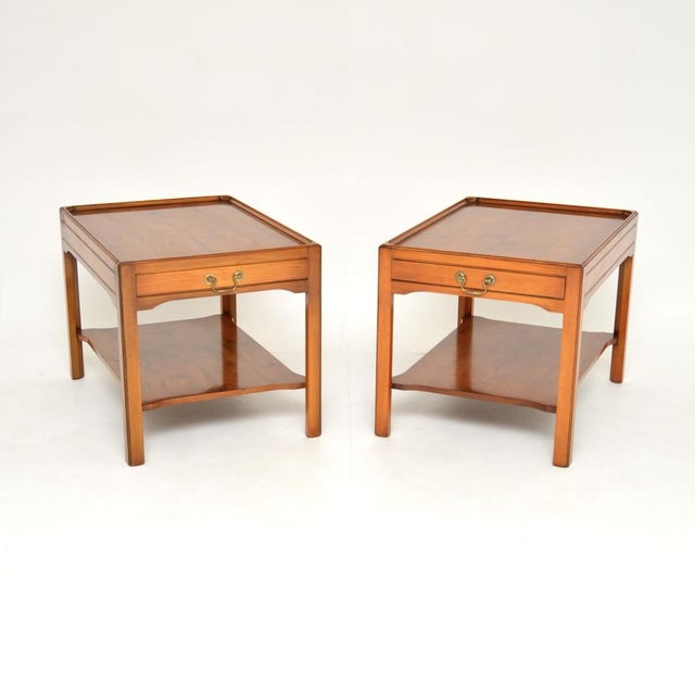 Vintage Georgian Style Side Tables in Yew Wood, 1950, Set of 2 For Sale - Image 13 of 13