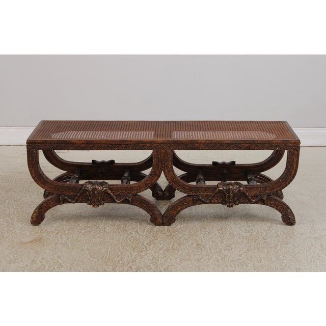 French Louis XIV Double Seat Cane Bench For Sale In Philadelphia - Image 6 of 16