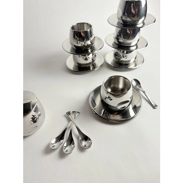 1980s Italian Stainless Steel Espresso Set by AMC Art Design, 1980, Set of 20 For Sale - Image 5 of 7