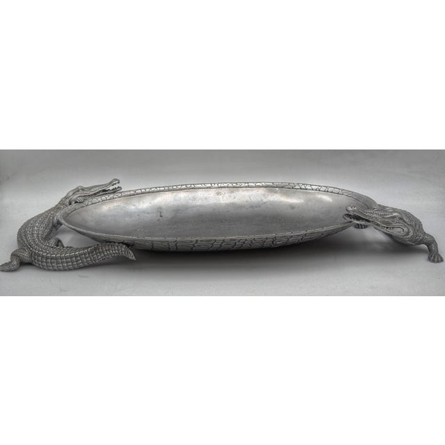 Arthur Court Arthur Court Cast Aluminum Alligator Oval Serving Tray Centerpiece, 2005 For Sale - Image 4 of 11