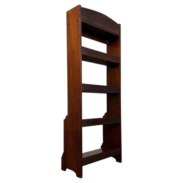 Brown Antique English Mahogany Open Bookcase, 1900s For Sale - Image 8 of 11