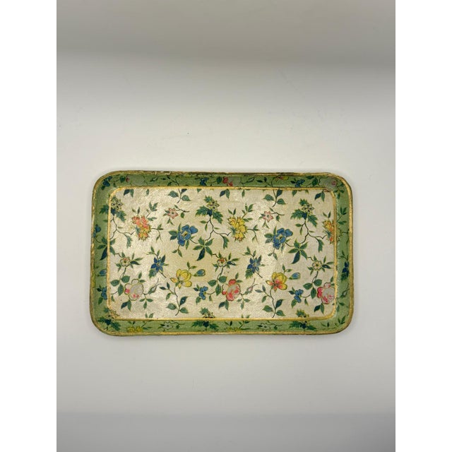 Mid-Century Modern Vintage Japanese Florentine-Style “Alcohol Proof” Floral Tray — 8.5" For Sale - Image 3 of 5