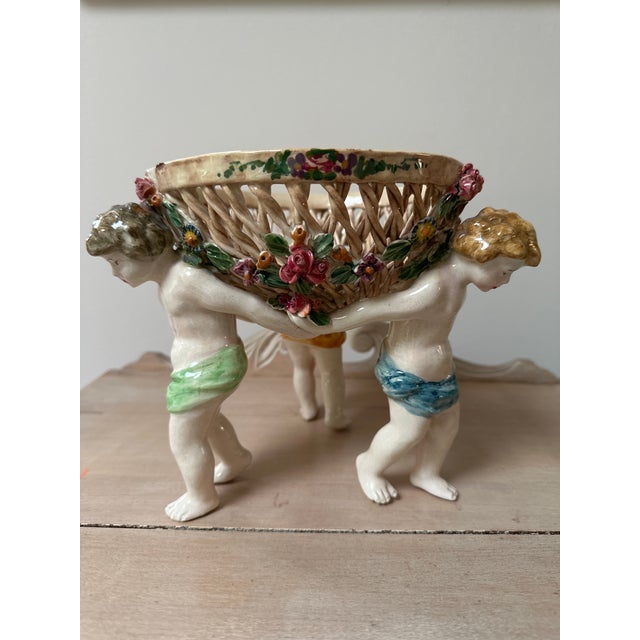 Mid 20th Century Vintage Italian Cupid Basket Weave Bowl For Sale - Image 5 of 11