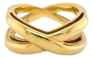 Tiffany & Co. 18k Yellow Gold Double X Crossover Band Ring - Size 5
