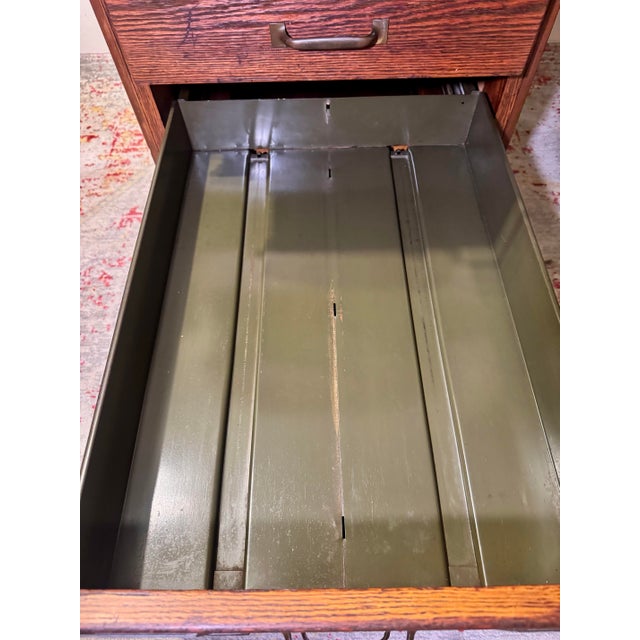 Antique Globe-Wernicke Oak 7-Drawer File Cabinet With u.s. Internal Revenue Service Label For Sale - Image 10 of 12