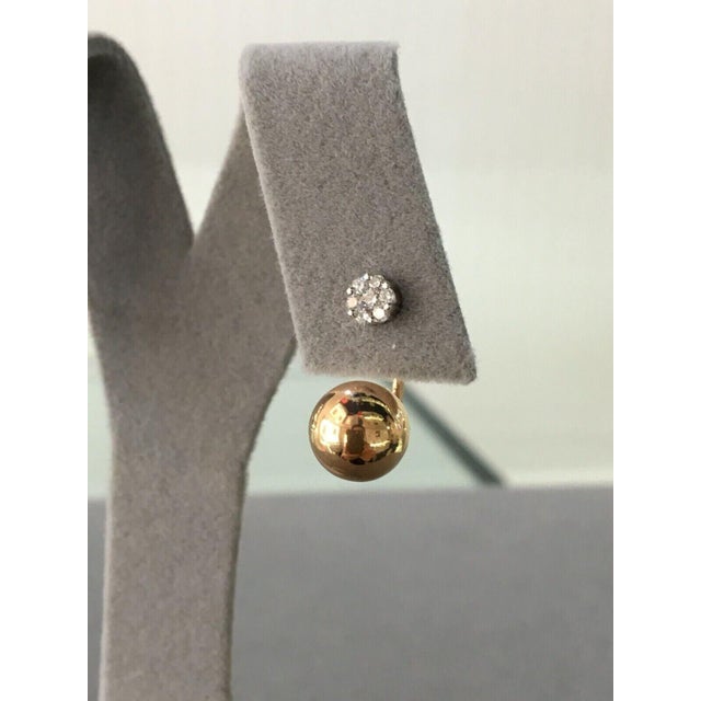 Metal Illusion Set Pave Set White Diamonds Geometric Sphere Globes 18 Karat Yellow Gold, A Pair For Sale - Image 7 of 10