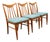 Mid Century Modern Dining Chairs Set 3 Solid Oak Keller Furniture Aqua Blue MCM For Sale