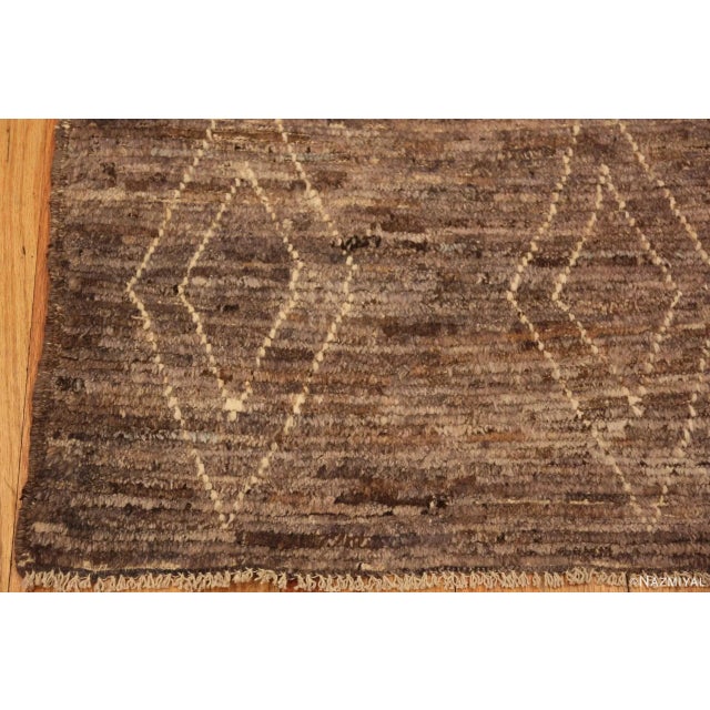 Textile Nazmiyal Collection Brown Modern Moroccan Design Runner Rug For Sale - Image 7 of 7