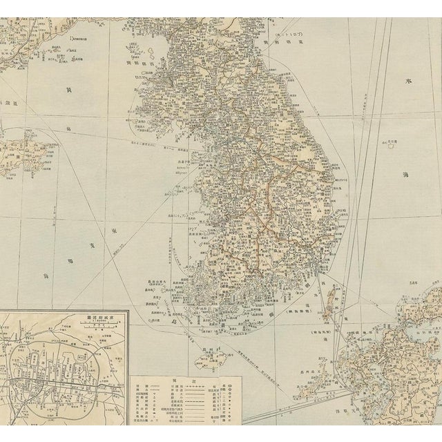 Antique Map of Korea by Kozaki, 1903 For Sale - Image 4 of 6