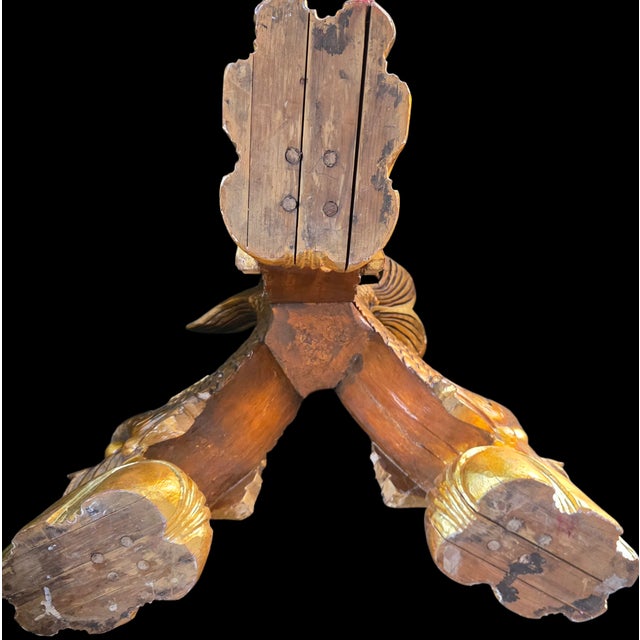 Mid 20th Century Monumental Chinese Chippendale Style Carved Giltwood Opposing Dragon Center/Breakfast Table With 48-Inch Glass Top, Mid-20th Century For Sale - Image 5 of 17